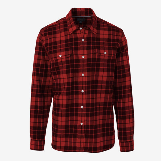 Plaid Cotton Work Shirt - Red and Black
