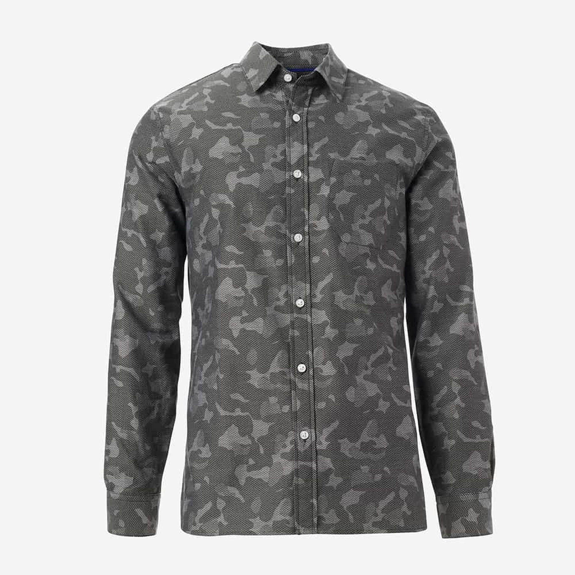 Herringbone Cotton Sport Shirt - Camo