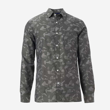 Herringbone Cotton Sport Shirt - Camo