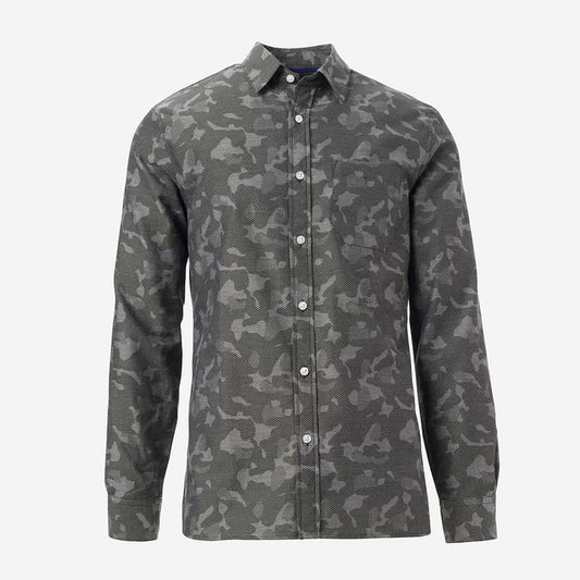 Herringbone Cotton Sport Shirt - Camo