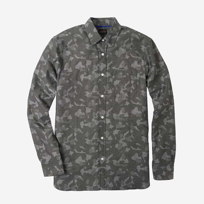 Herringbone Cotton Sport Shirt - Camo