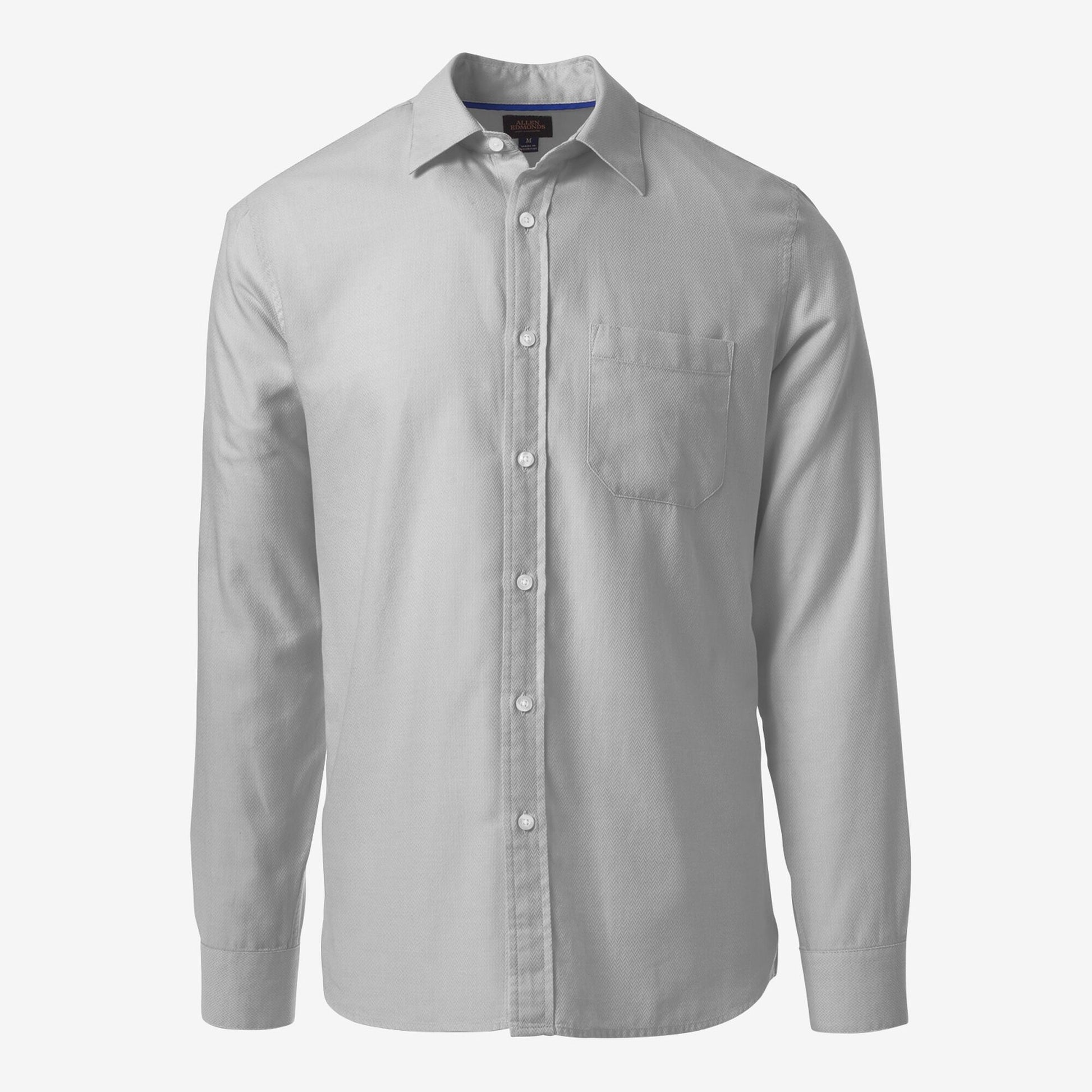 Herringbone Cotton Sport Shirt - Silver
