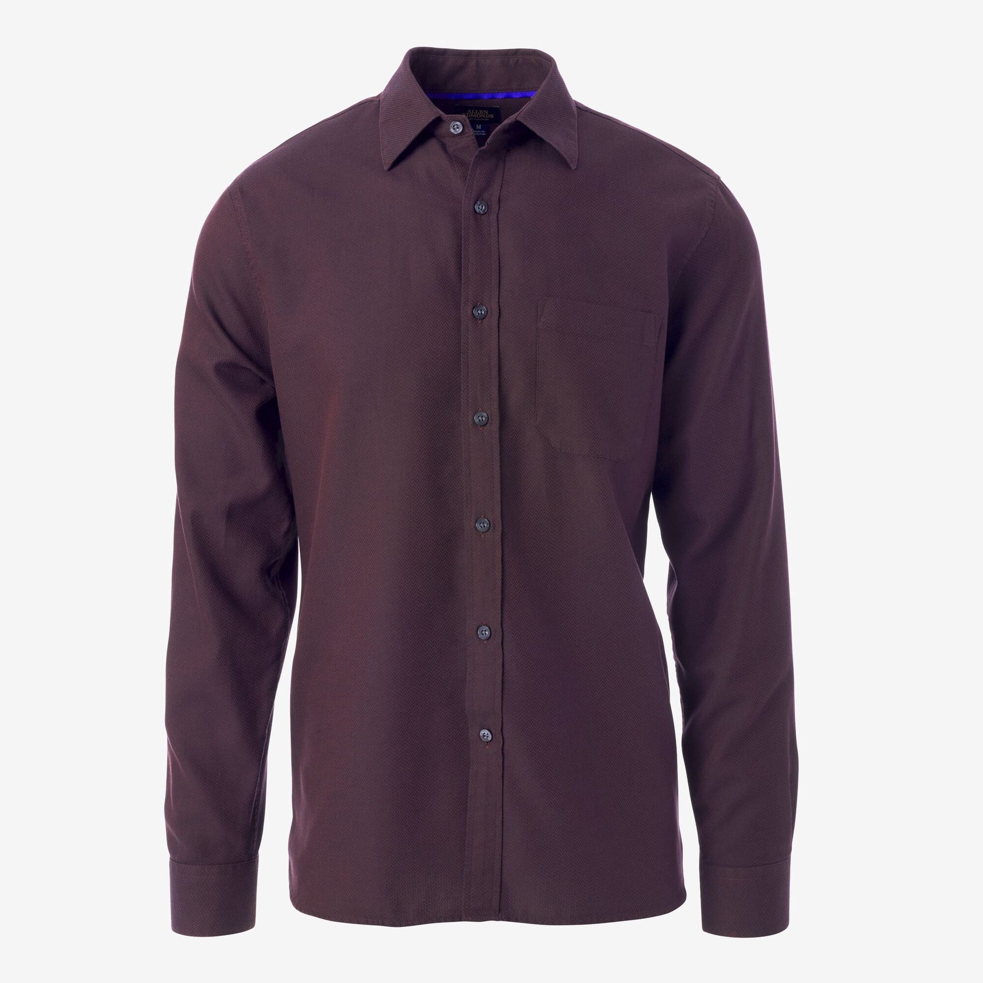 Burgundy Herringbone Cotton Sport Shirt - Burgundy