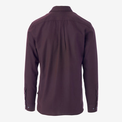 Burgundy Herringbone Cotton Sport Shirt - Burgundy