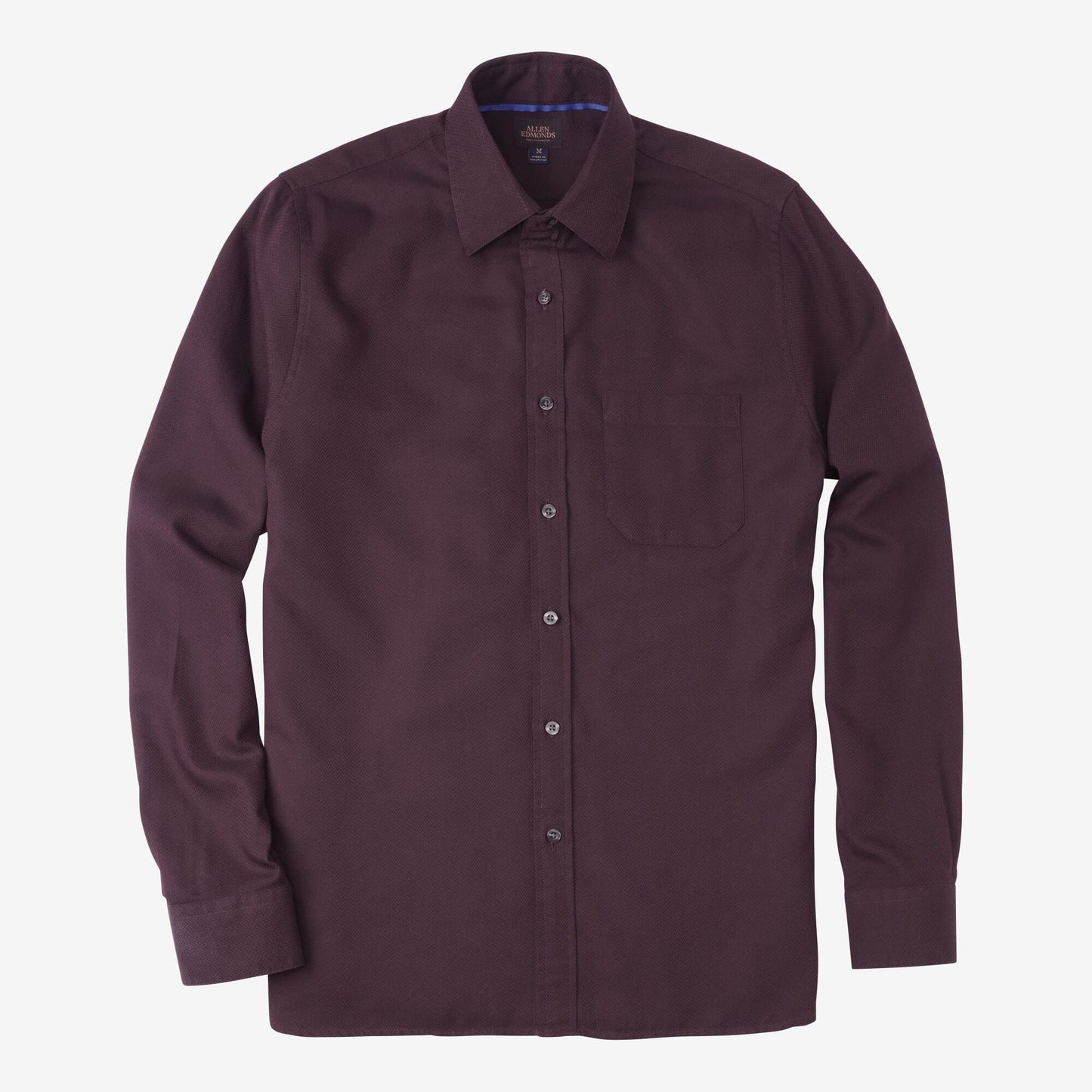 Burgundy Herringbone Cotton Sport Shirt - Burgundy