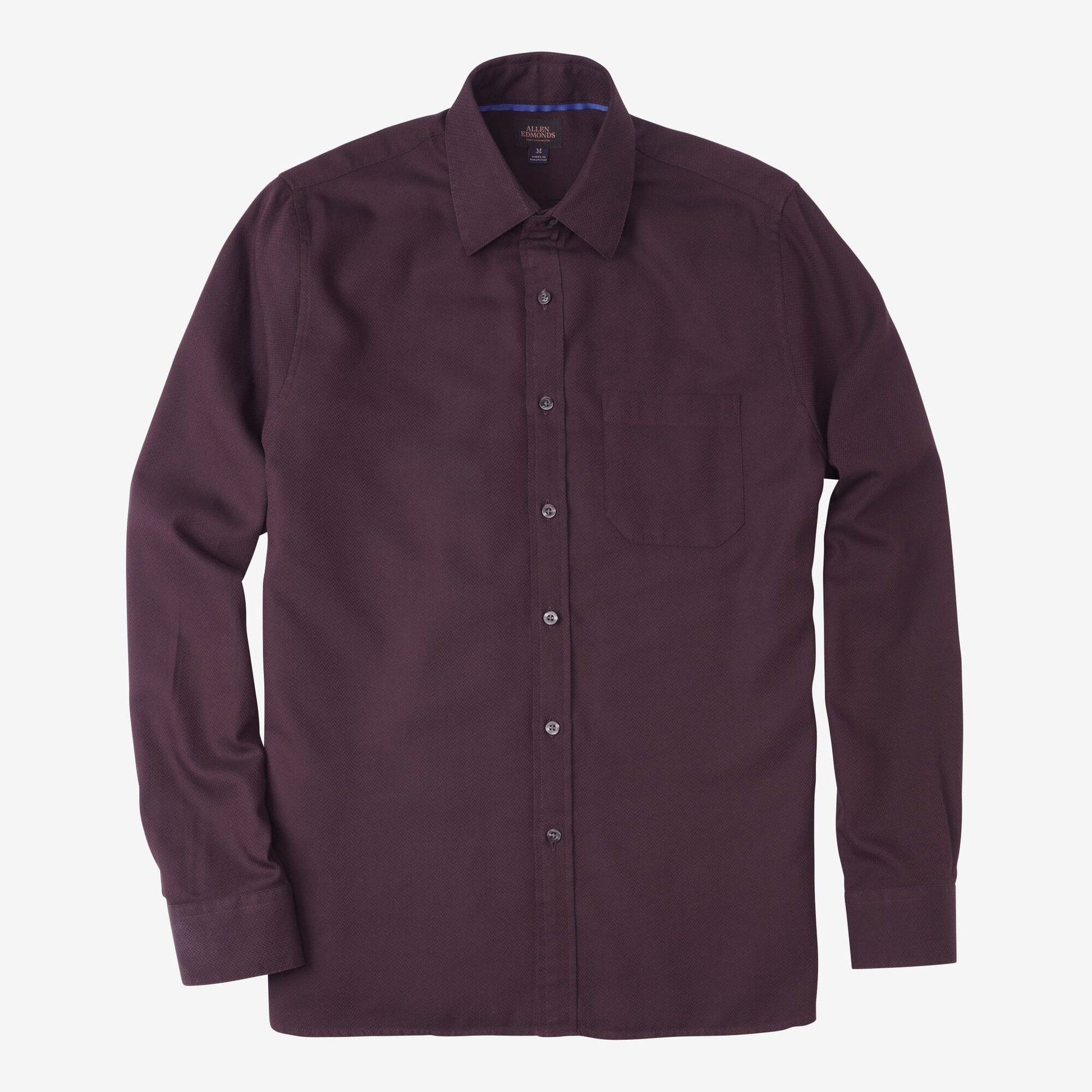 Burgundy Herringbone Cotton Sport Shirt - Burgundy