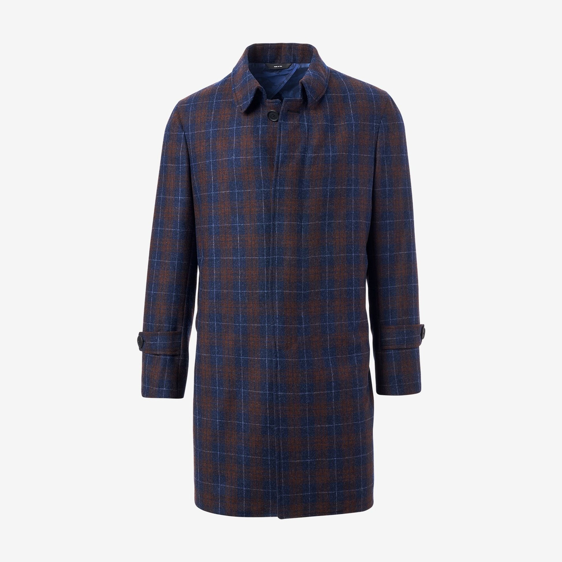 Dean Plaid Wool Topcoat by Southwick - Red and Navy