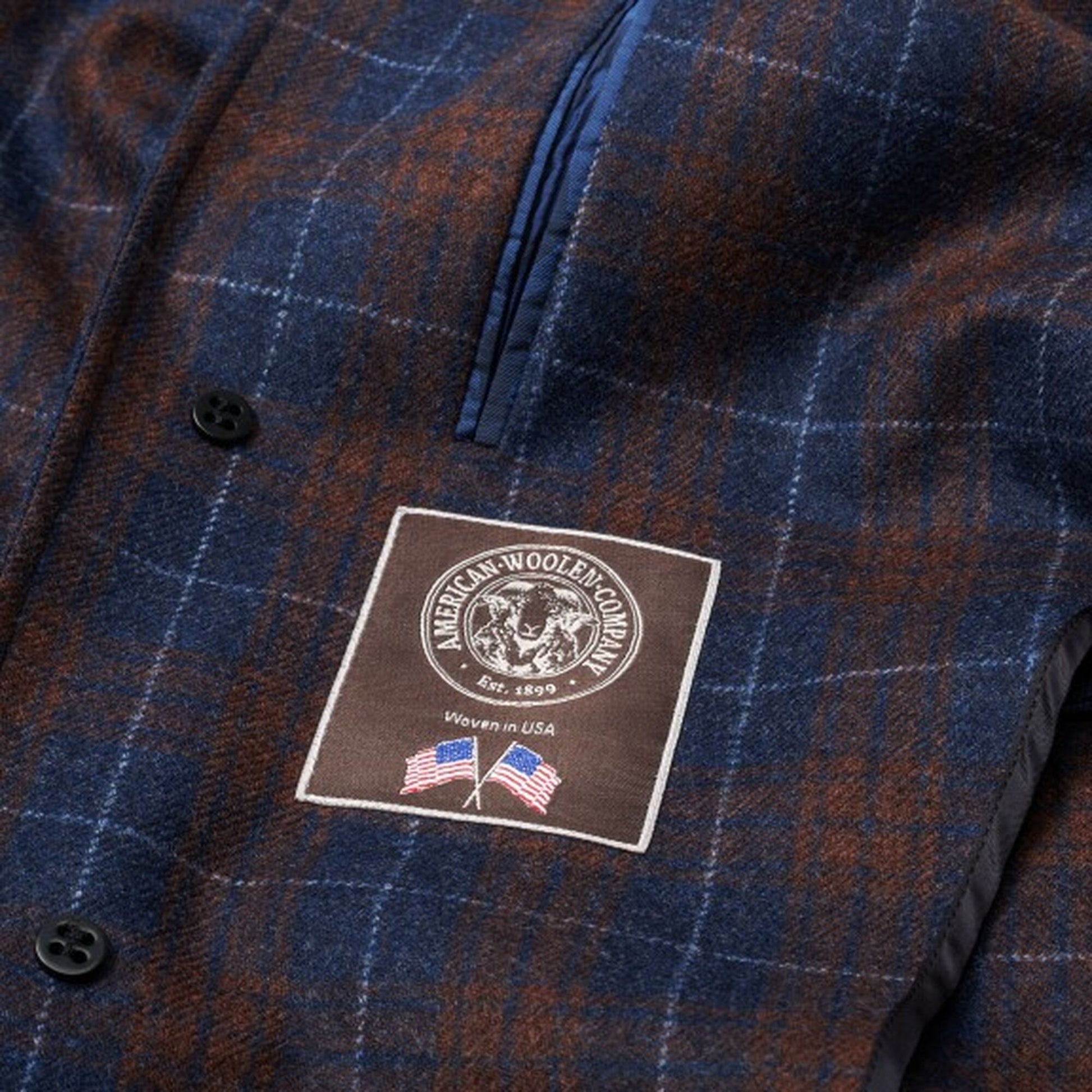 Dean Plaid Wool Topcoat by Southwick - Red and Navy