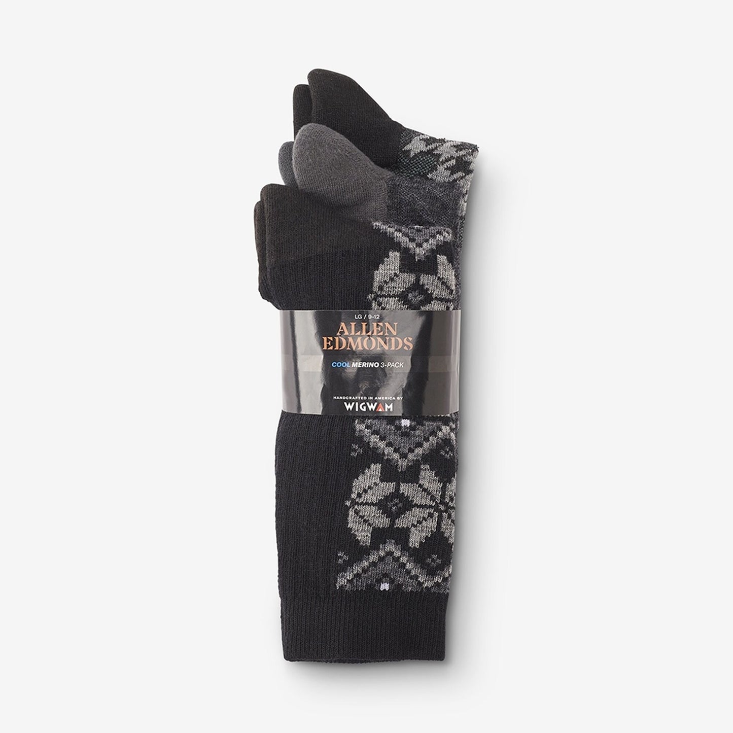 Merino Wool Pattern Boot Sock 3 Pack - Grey