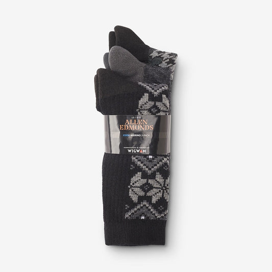 Merino Wool Pattern Boot Sock 3 Pack - Grey