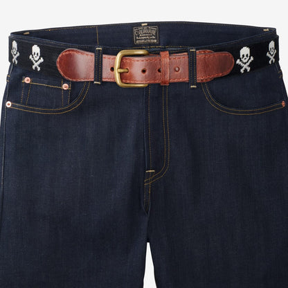 Needlepoint Belt by Smathers & Branson - Jolly Roger - Black