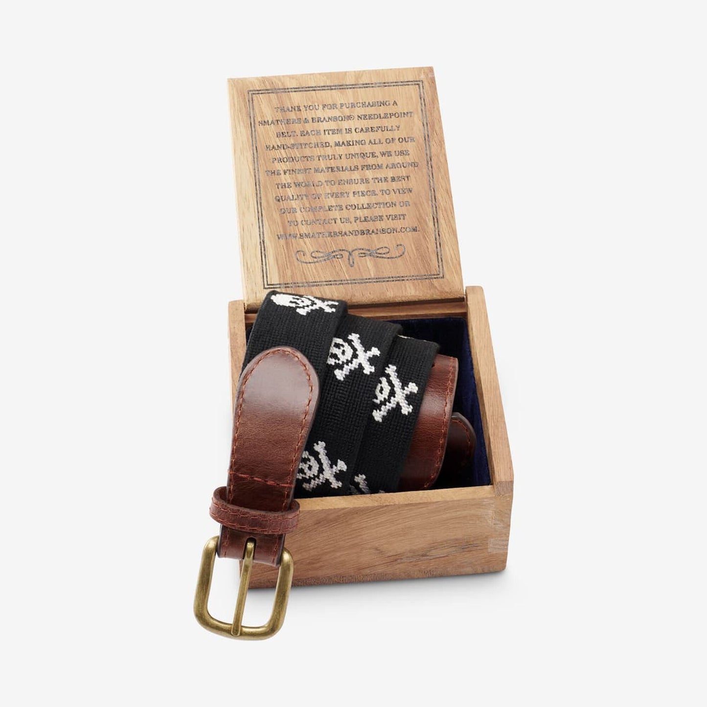 Needlepoint Belt by Smathers & Branson - Jolly Roger - Black