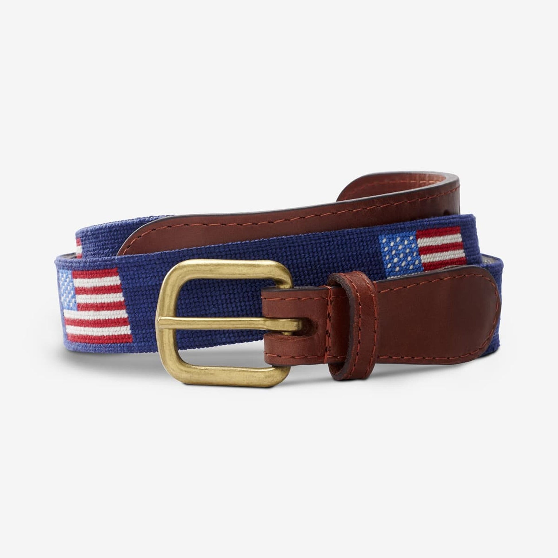 Needlepoint Belt by Smathers & Branson - American Flag - Navy