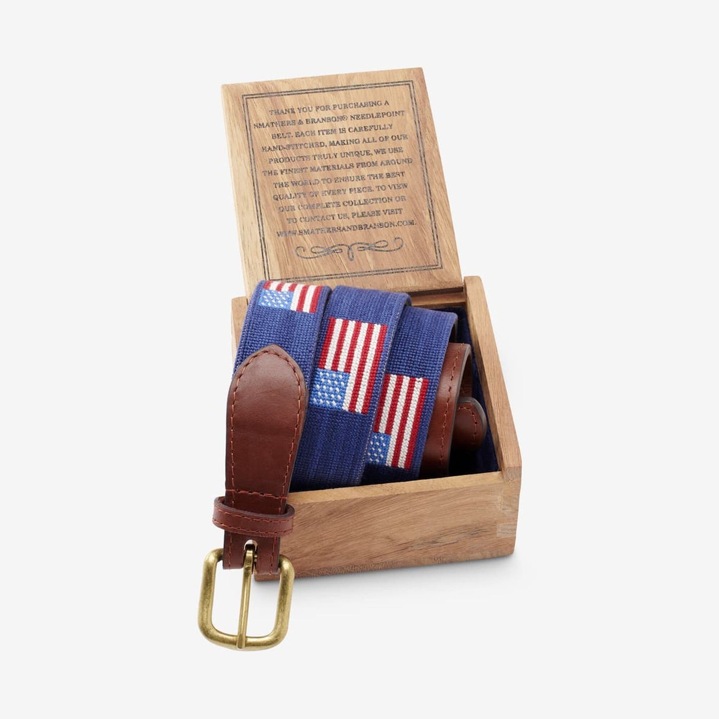 Needlepoint Belt by Smathers & Branson - American Flag - Navy