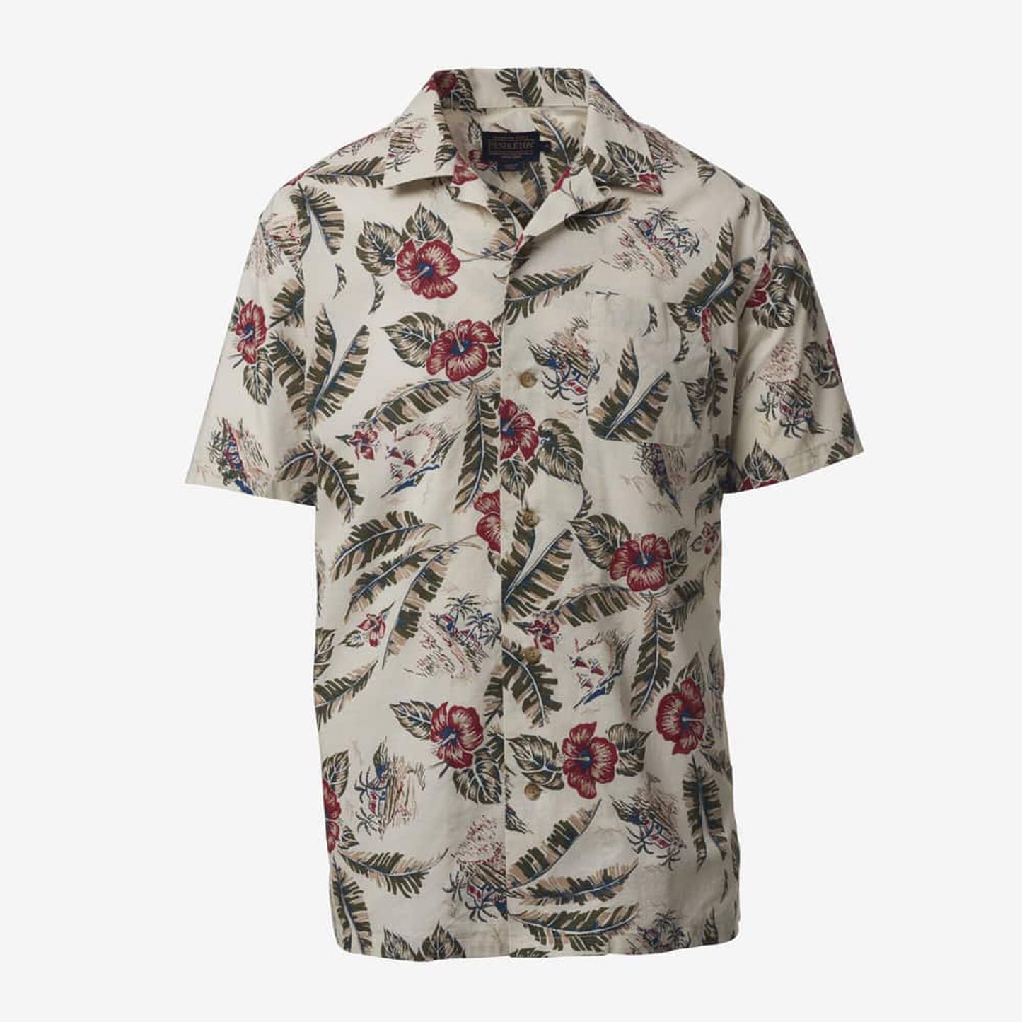 Short Sleeve Printed Aloha Shirt - Ivory