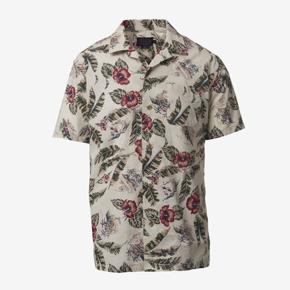 Short Sleeve Printed Aloha Shirt - Ivory