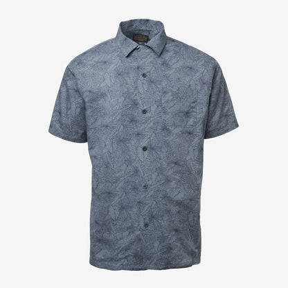 Short Sleeve Printed Aloha Shirt - Blue