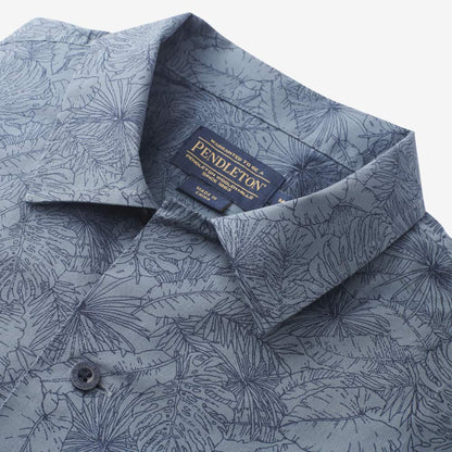 Short Sleeve Printed Aloha Shirt - Blue