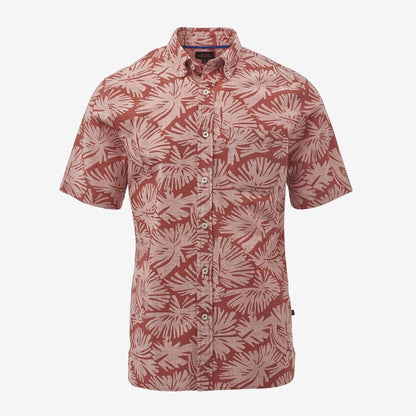 Leaf Print Short Sleeve Shirt - Lobster Bisque