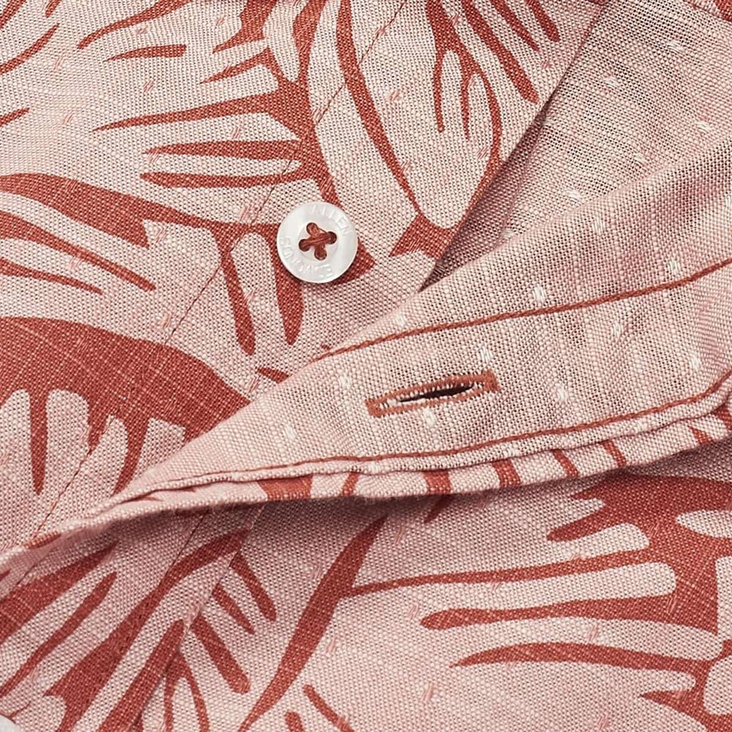 Leaf Print Short Sleeve Shirt - Lobster Bisque