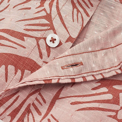 Leaf Print Short Sleeve Shirt - Lobster Bisque