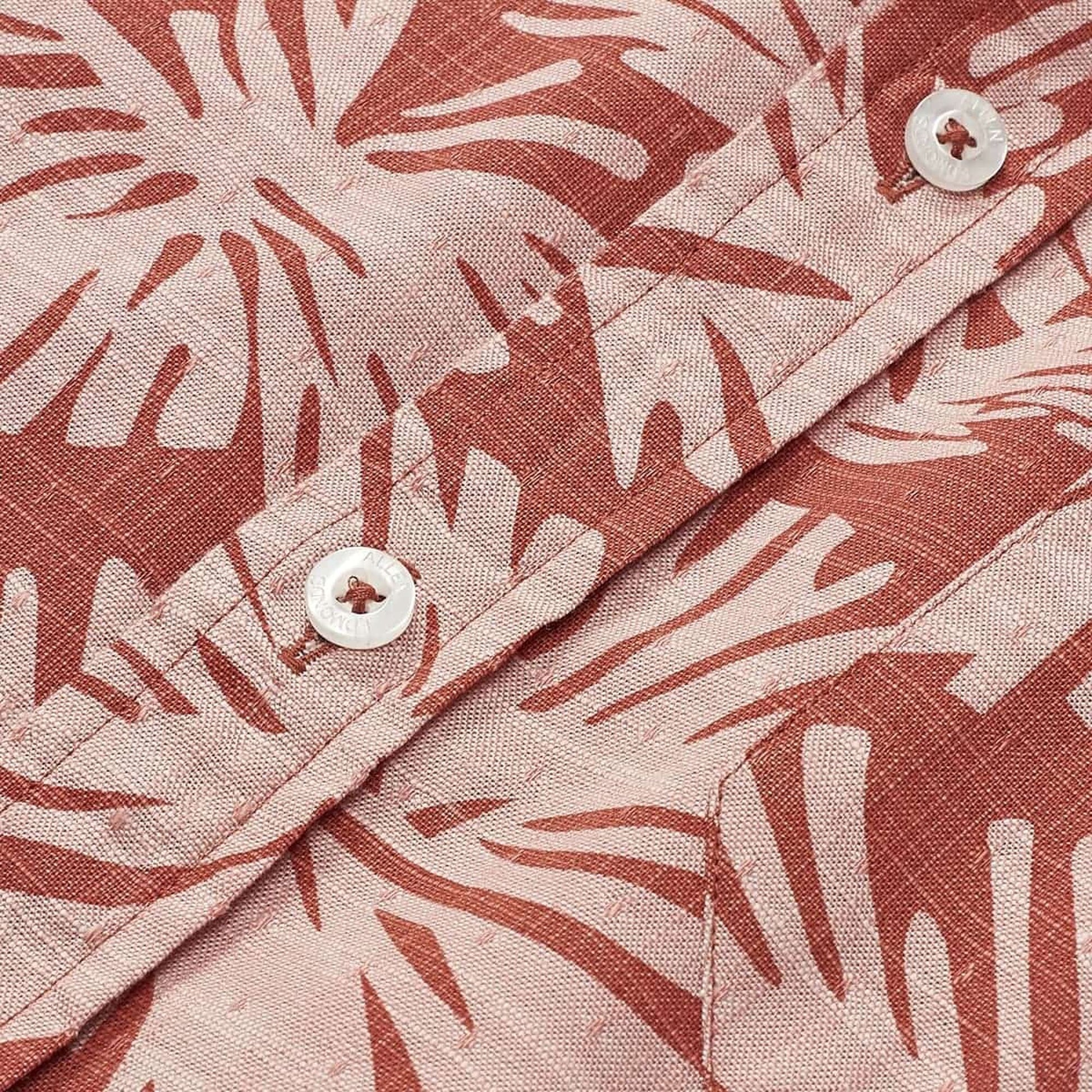 Leaf Print Short Sleeve Shirt - Lobster Bisque