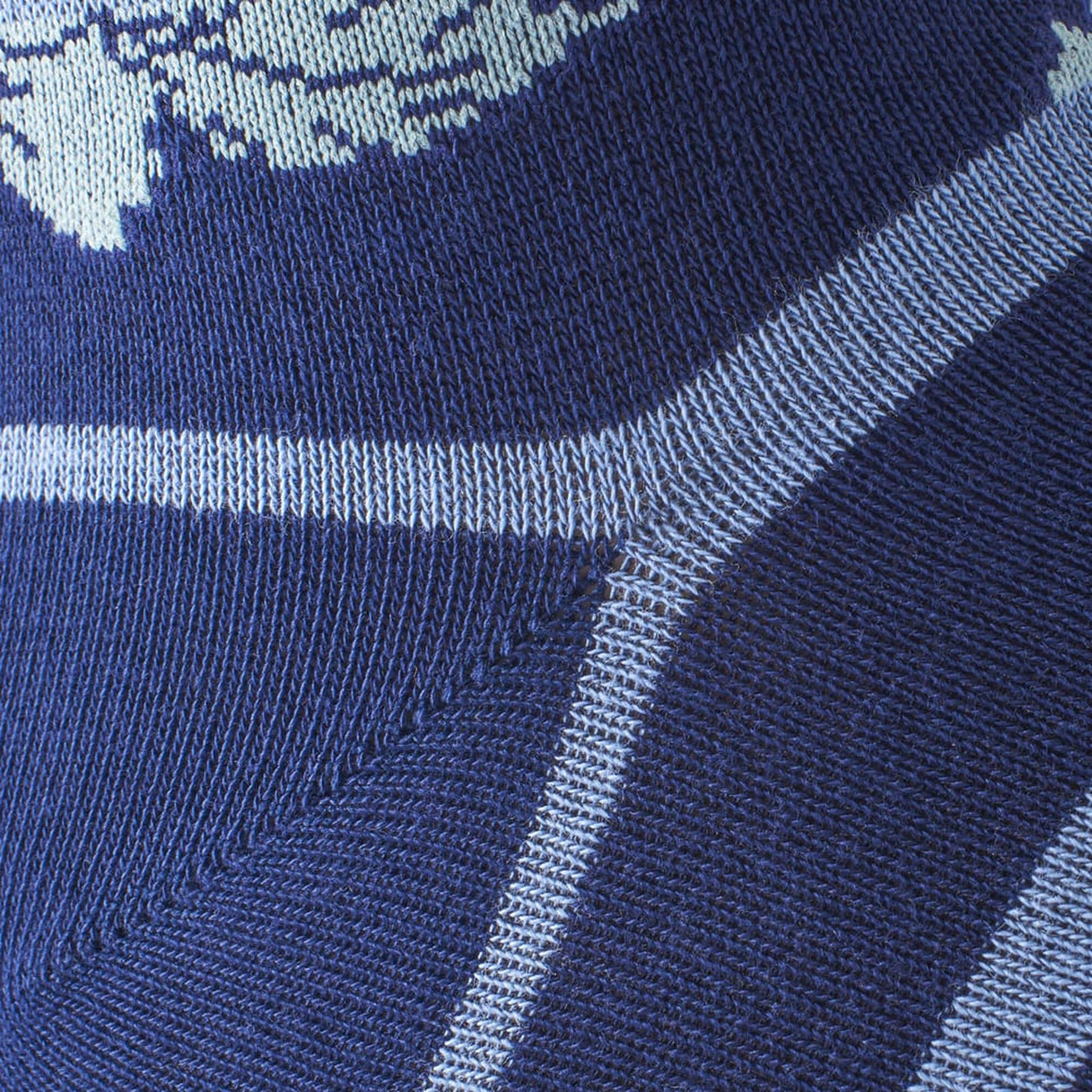 Cotton Blend Pattern Dress Sock - Blue Hibiscus Stripe