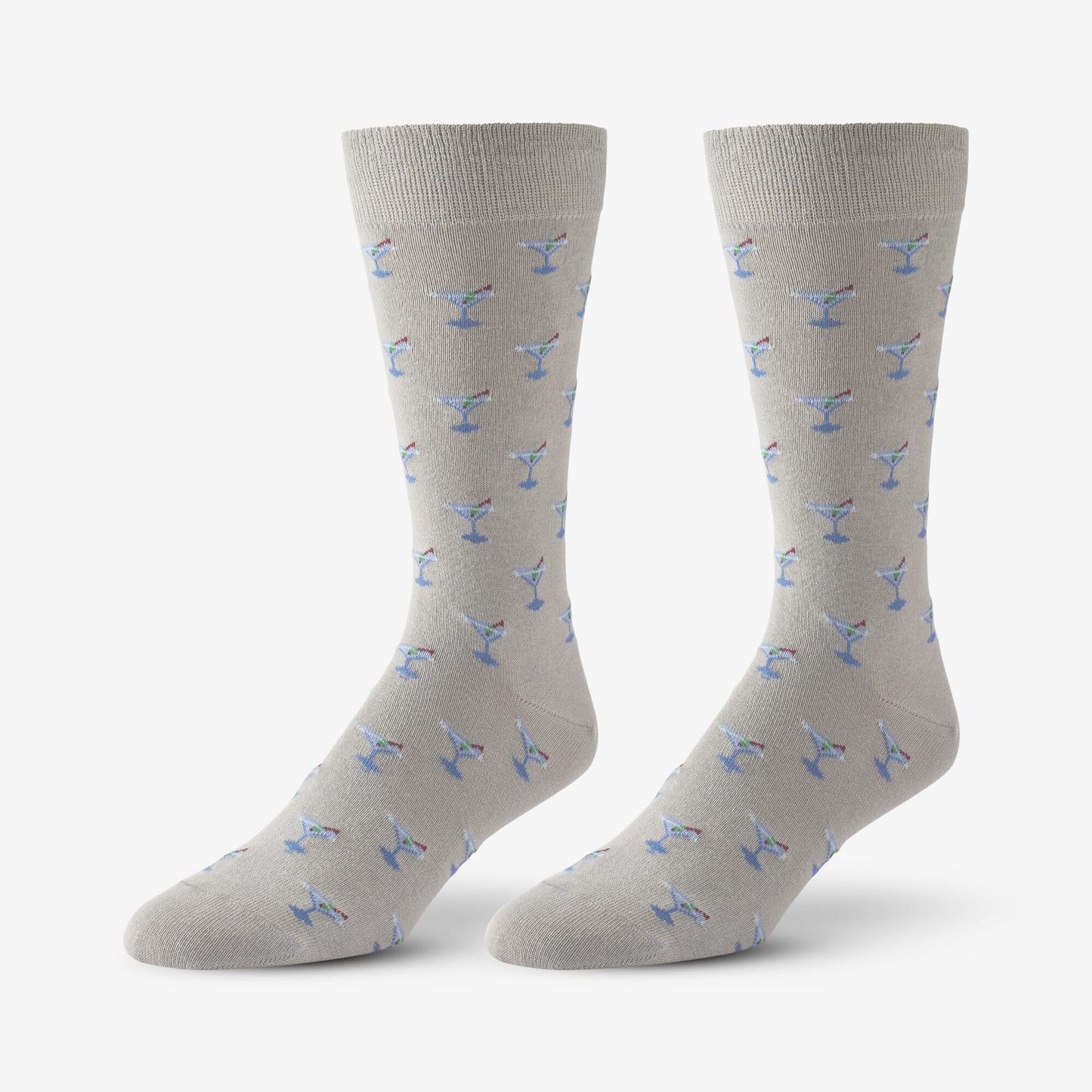 Cotton Blend Pattern Dress Sock - Khaki Martini Glass