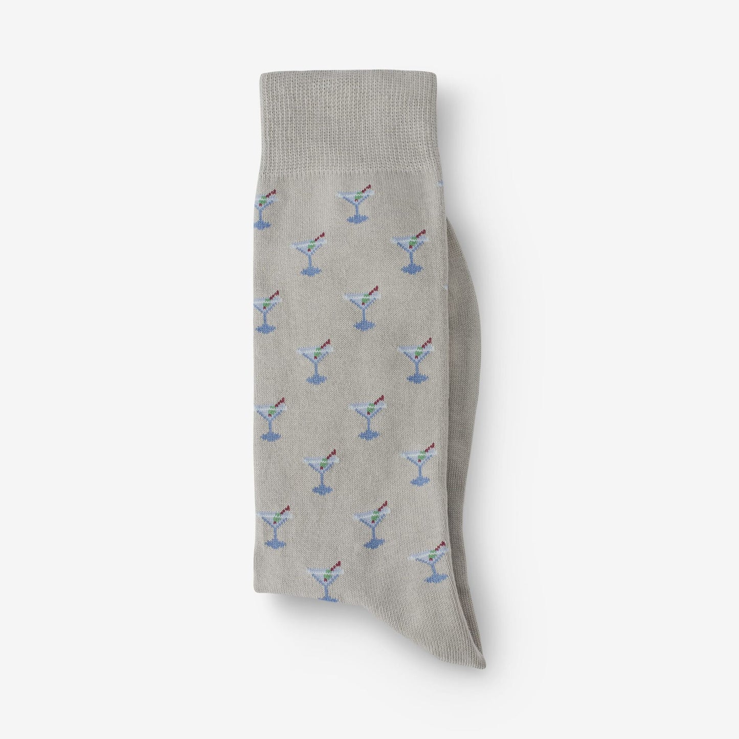 Cotton Blend Pattern Dress Sock - Khaki Martini Glass
