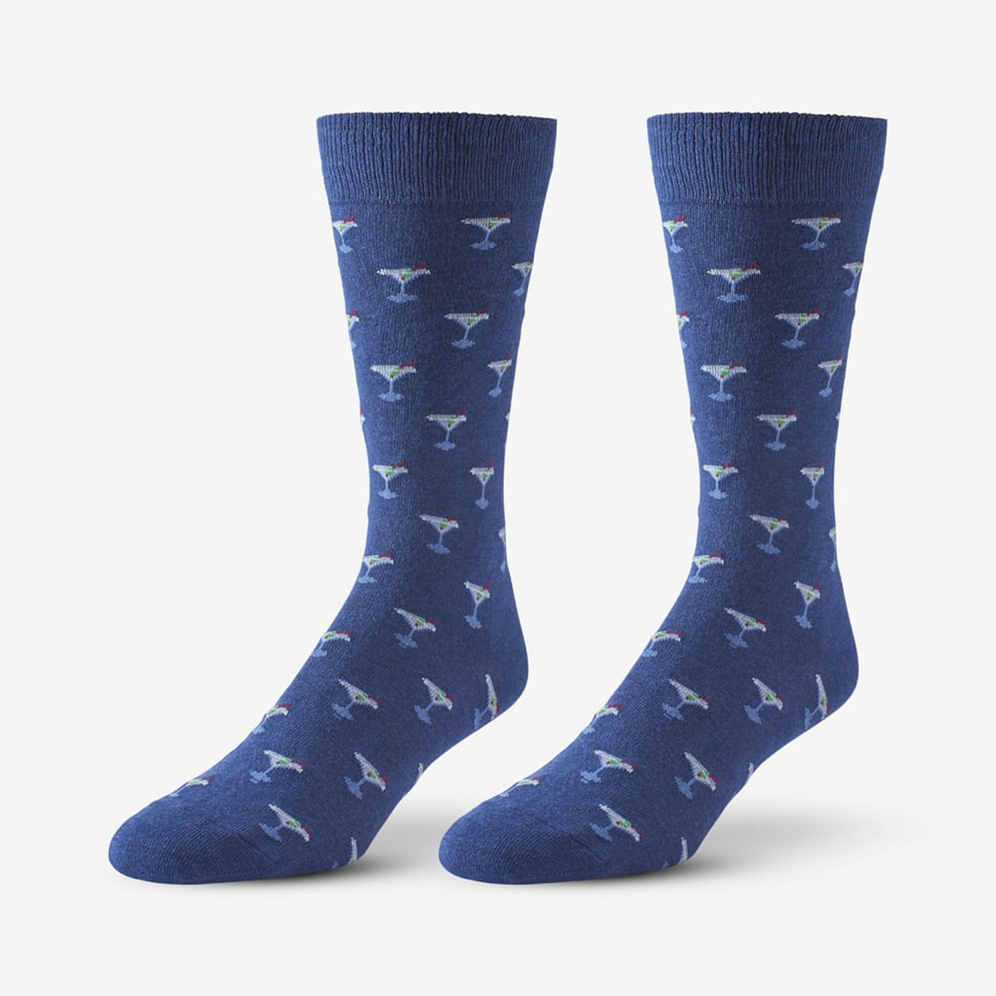 Cotton Blend Pattern Dress Sock - Navy Martini Glass
