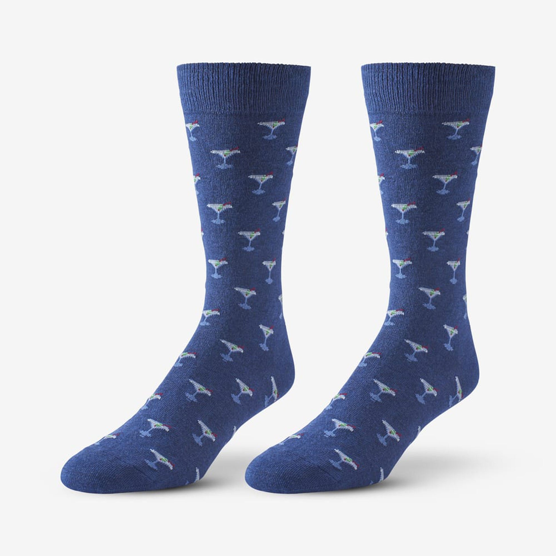 Cotton Blend Pattern Dress Sock - Navy Martini Glass