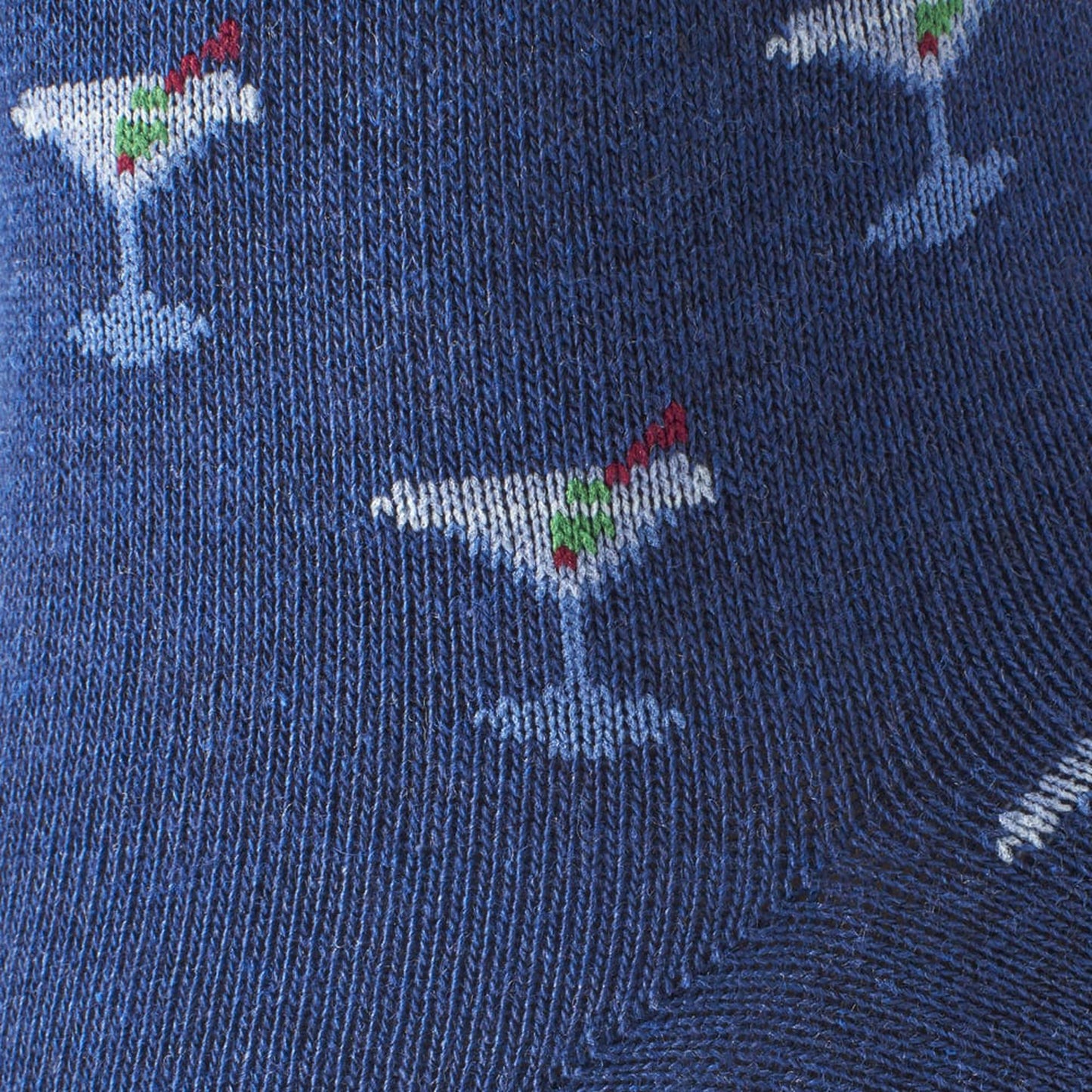 Cotton Blend Pattern Dress Sock - Navy Martini Glass