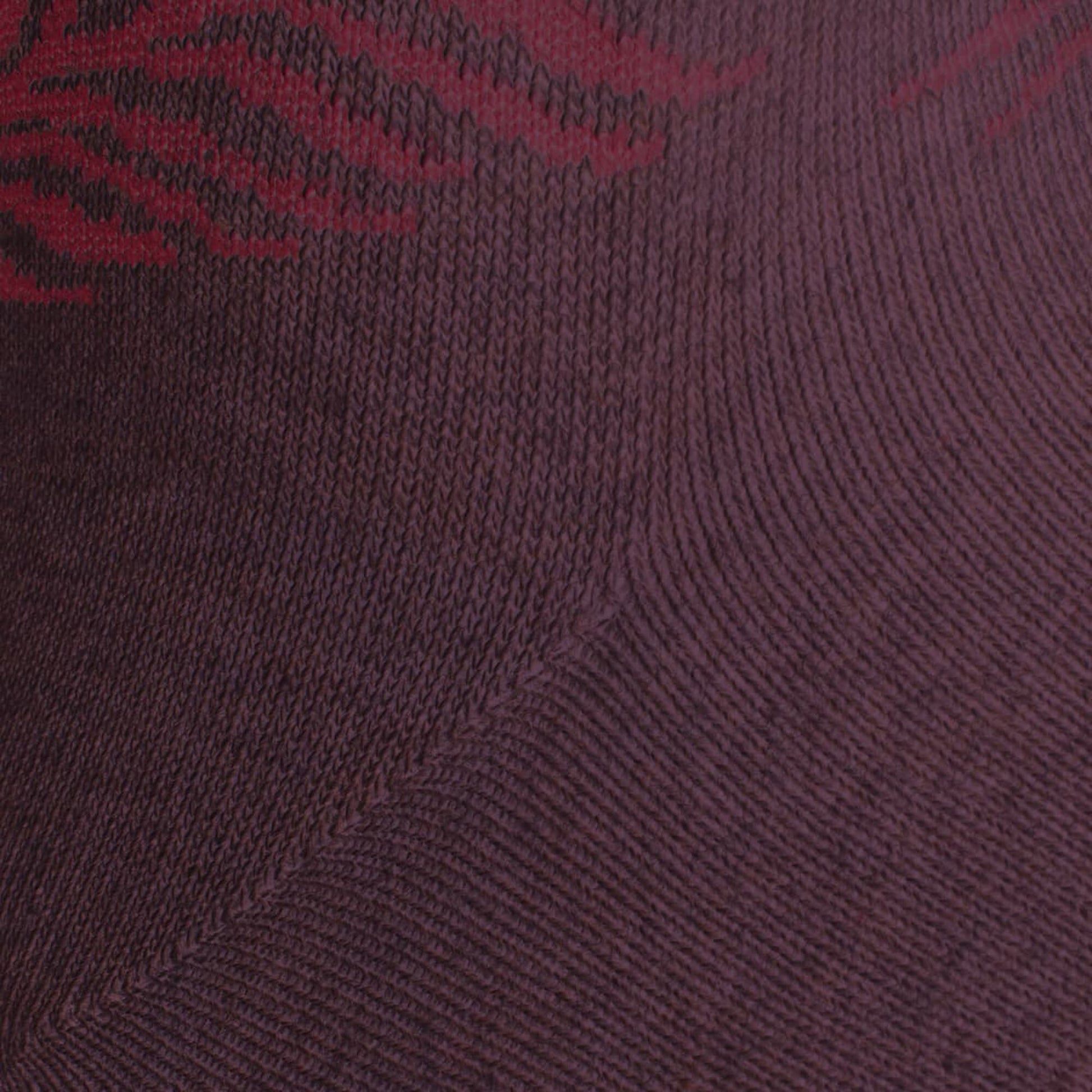 Cotton Blend Pattern Dress Sock - Burgundy Palm Leaf
