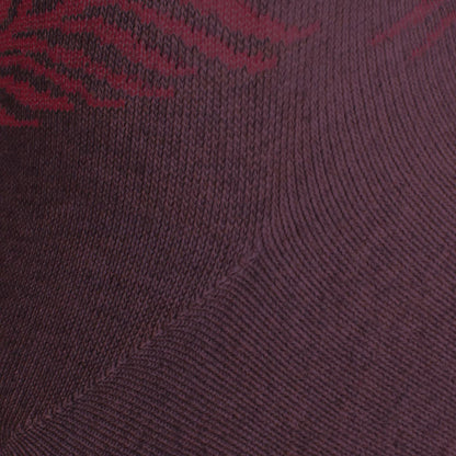 Cotton Blend Pattern Dress Sock - Burgundy Palm Leaf