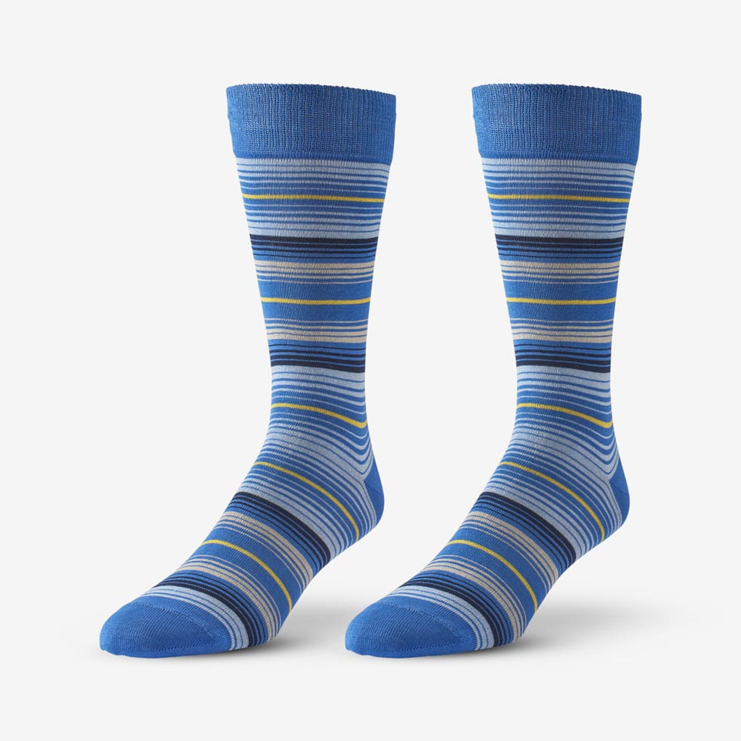 Cotton Blend Pattern Dress Sock - Blue Stripe