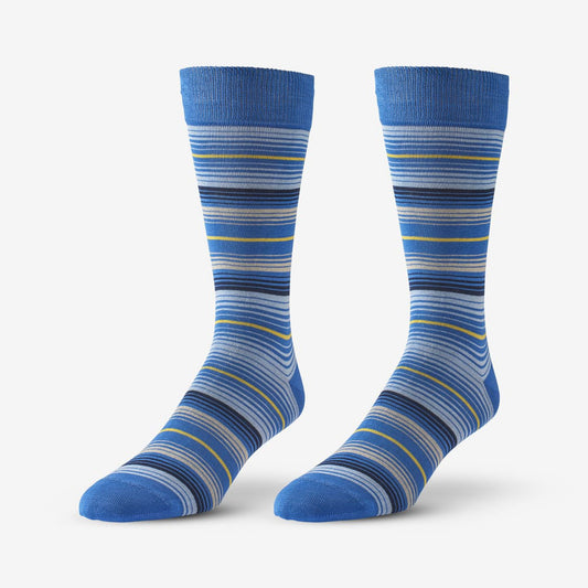 Cotton Blend Pattern Dress Sock - Blue Stripe