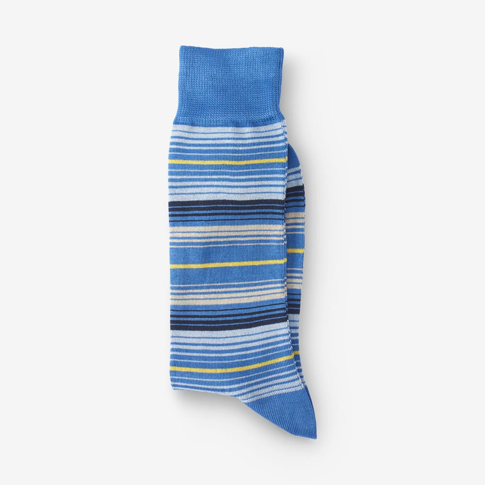 Cotton Blend Pattern Dress Sock - Blue Stripe