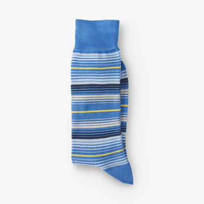 Cotton Blend Pattern Dress Sock - Blue Stripe
