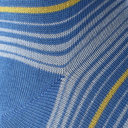 Cotton Blend Pattern Dress Sock - Blue Stripe