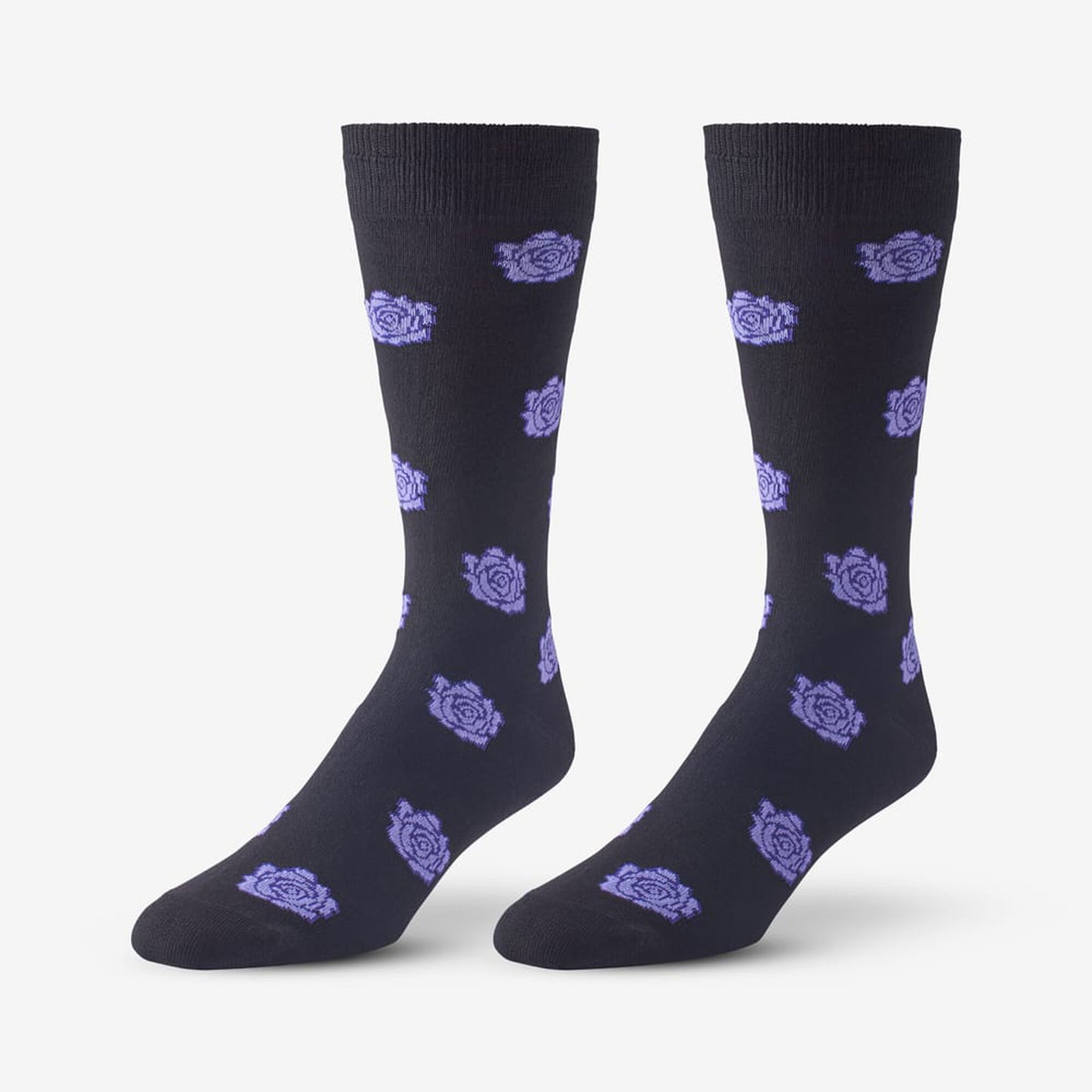 Cotton Blend Pattern Dress Sock - Black Rose