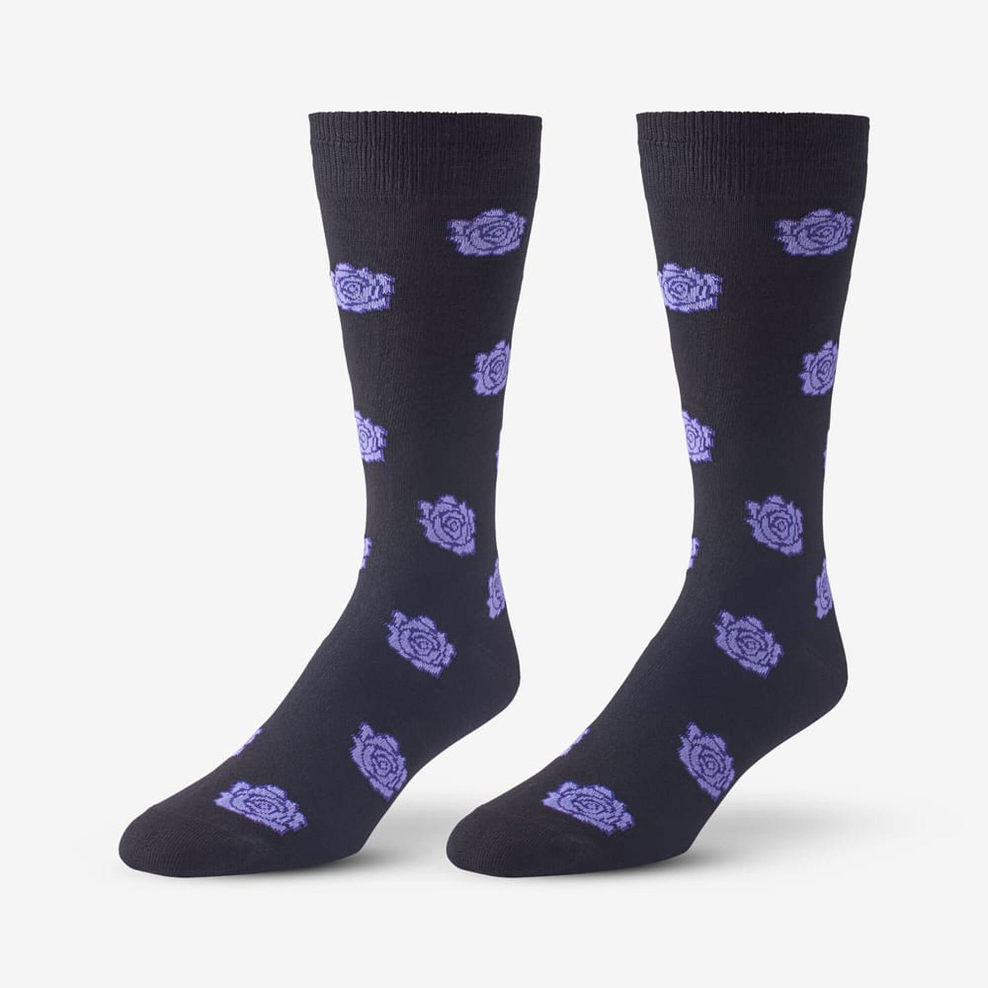 Cotton Blend Pattern Dress Sock - Black Rose
