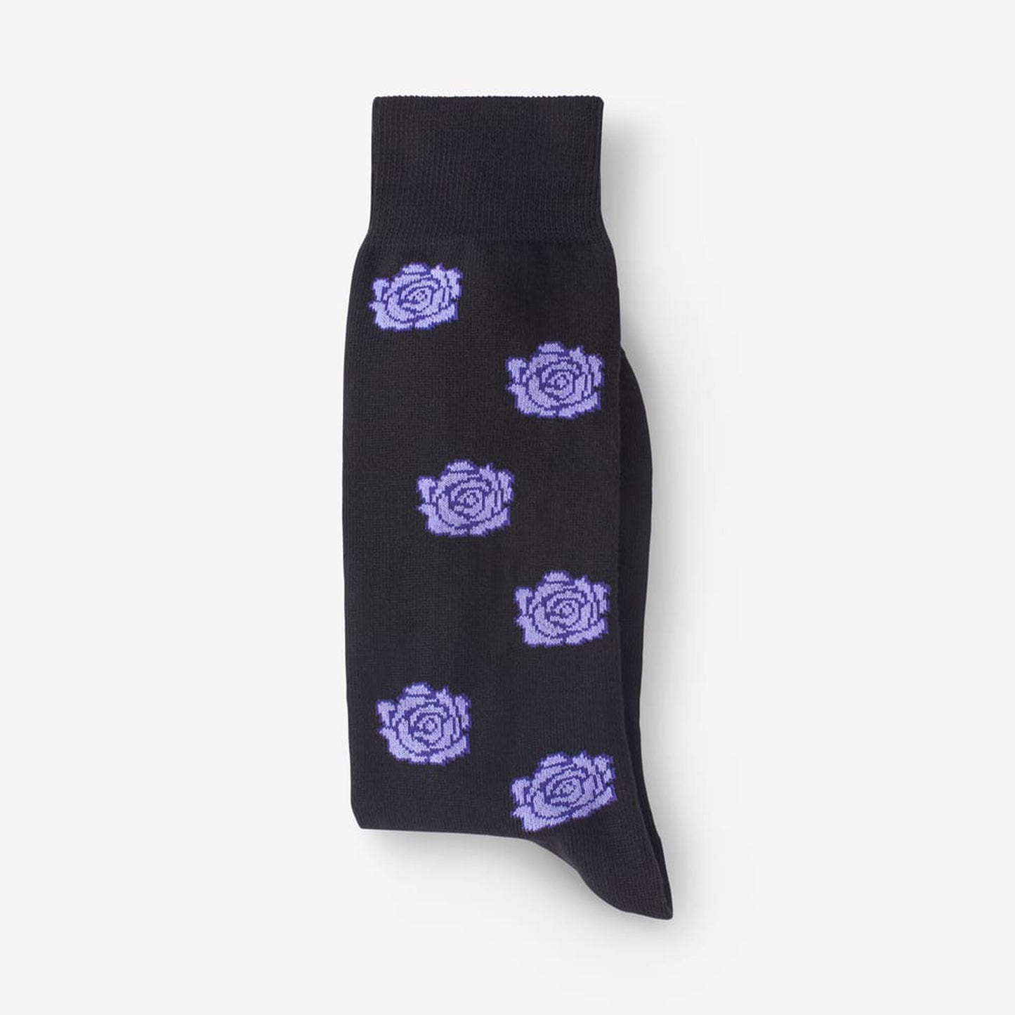 Cotton Blend Pattern Dress Sock - Black Rose