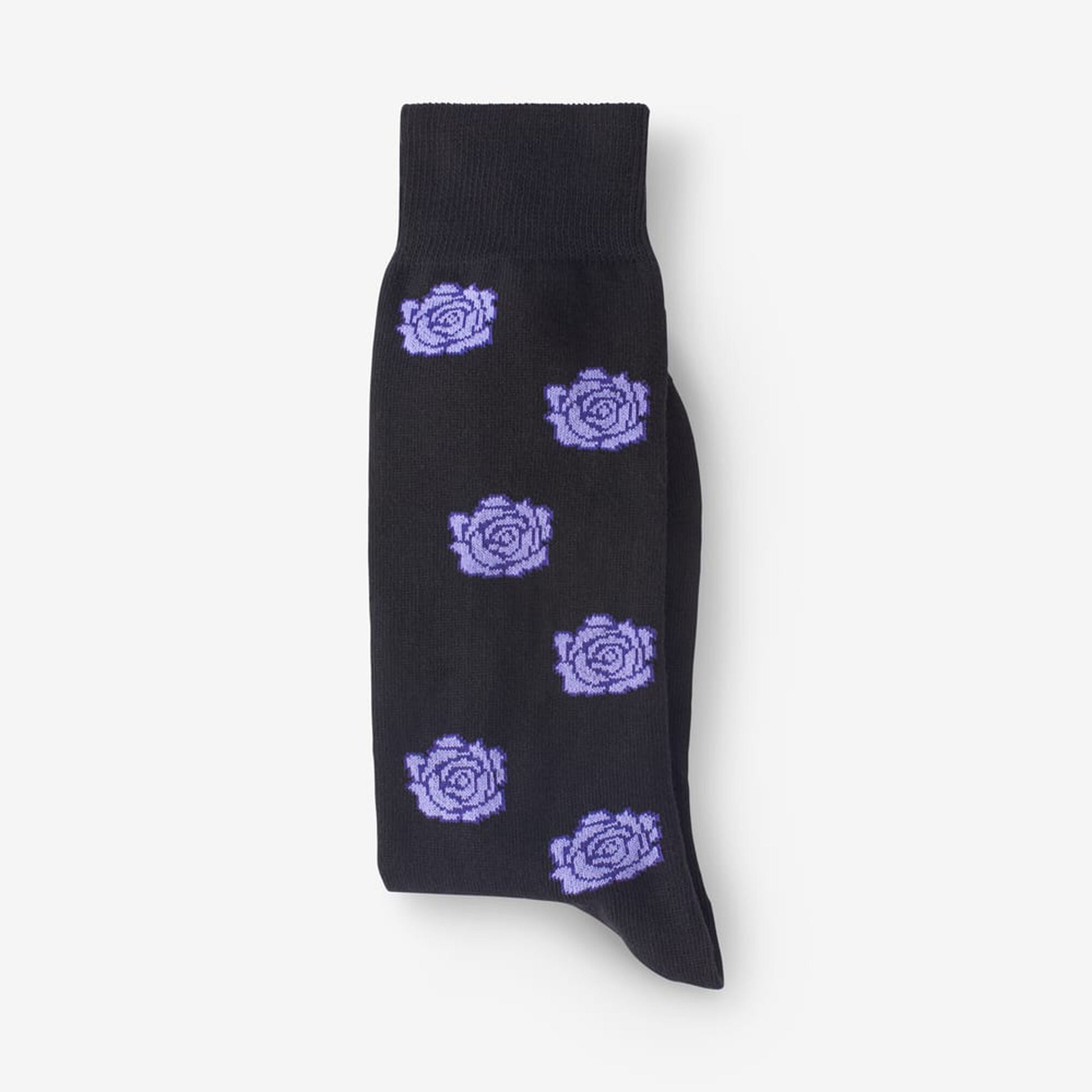 Cotton Blend Pattern Dress Sock - Black Rose