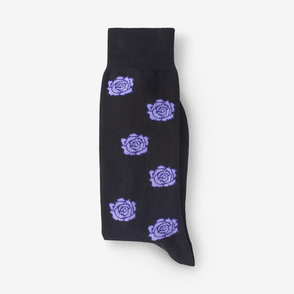 Cotton Blend Pattern Dress Sock - Black Rose