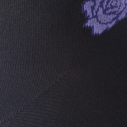Cotton Blend Pattern Dress Sock - Black Rose