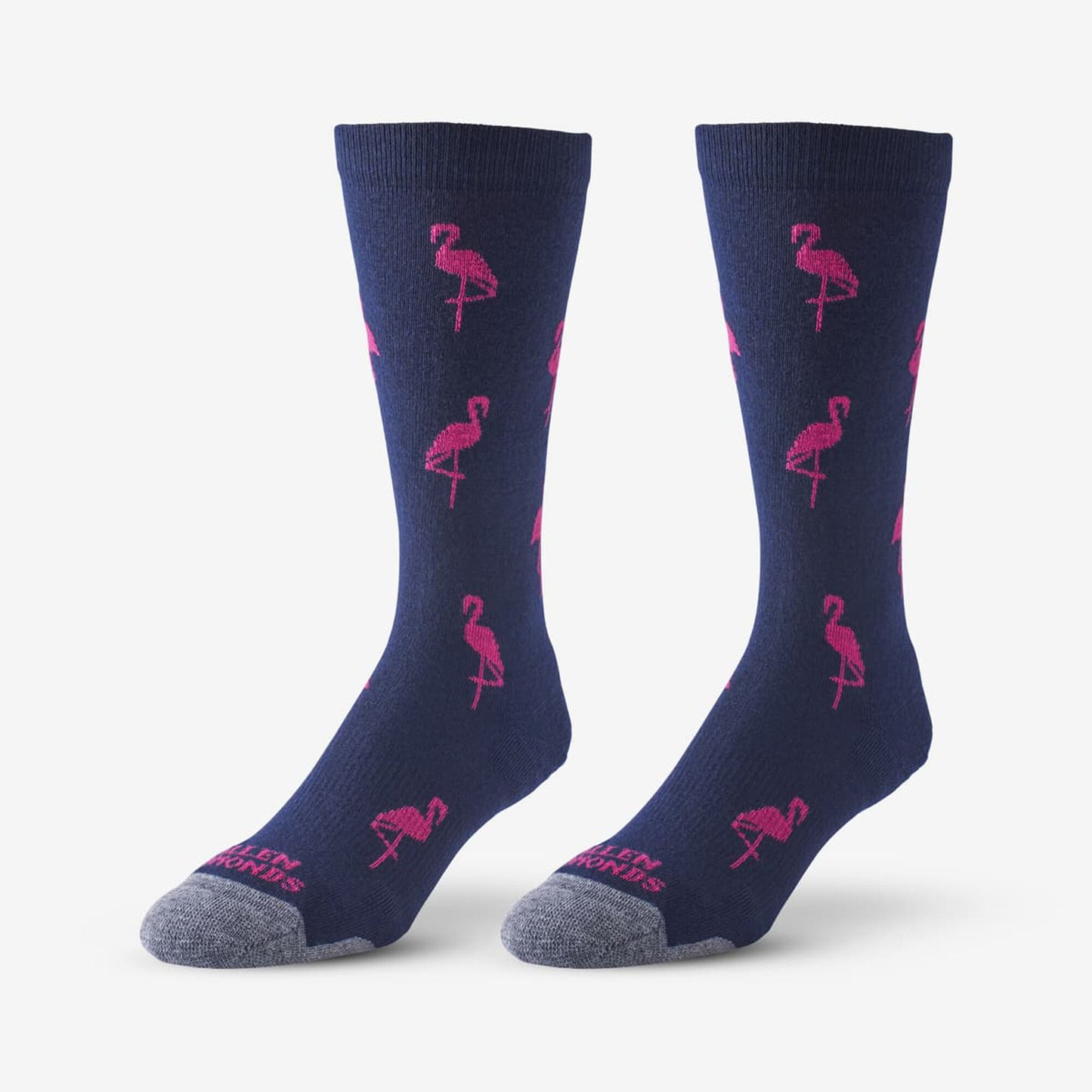 Flamingo Pattern Soft Touch Poly-Tencel Dress Socks - Navy