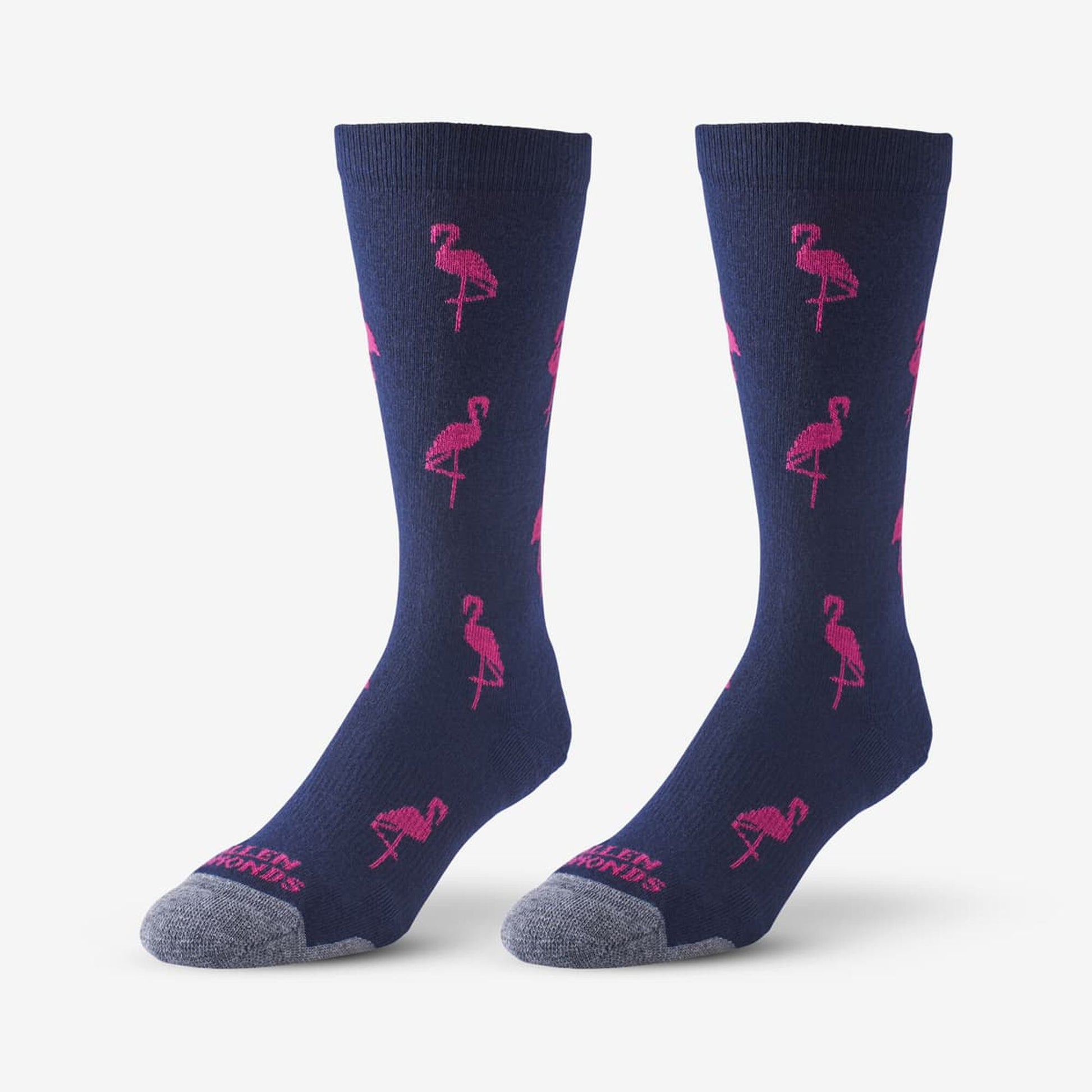 Flamingo Pattern Soft Touch Poly-Tencel Dress Socks - Navy
