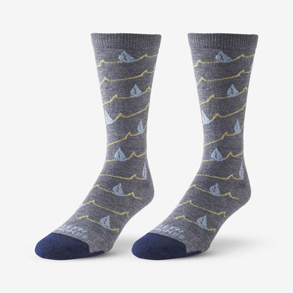 Boat Pattern Soft Touch Poly-Tencel Dress Socks - Grey/Teal