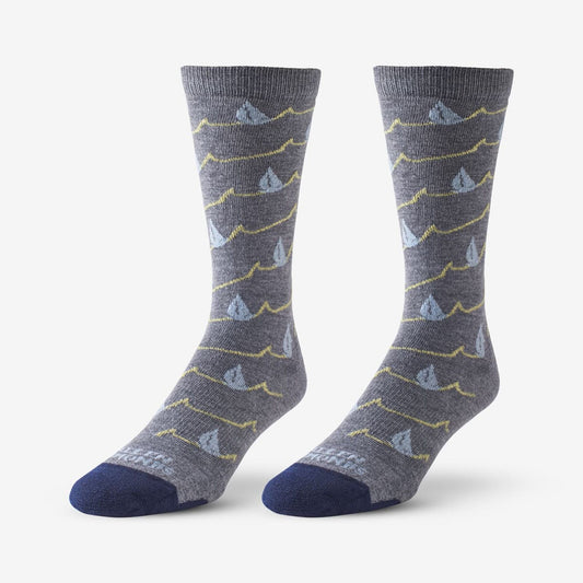 Boat Pattern Soft Touch Poly-Tencel Dress Socks - Grey/Teal