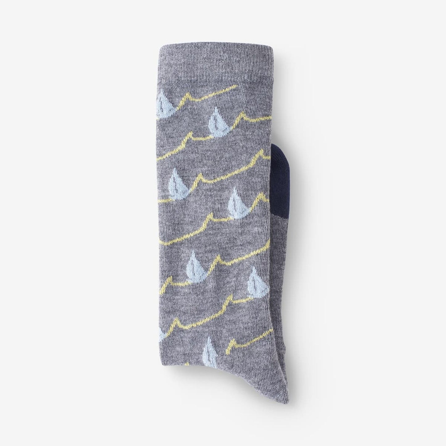 Boat Pattern Soft Touch Poly-Tencel Dress Socks - Grey/Teal